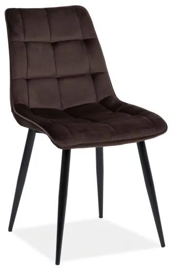 80-1610 Επενδυμένη καρέκλα ύφασμιμι Chic 50x43x88 μαύρο/καφέ βελούδο DIOMMI CHICVCBR, 1 Τεμάχιο