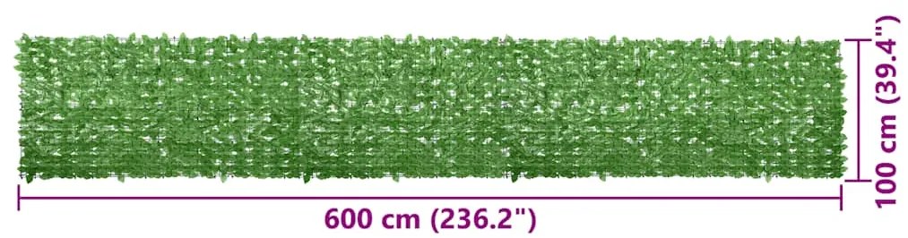 vidaXL Διαχωριστικό Βεράντας με Πράσινα Φύλλα 600 x 100 εκ.