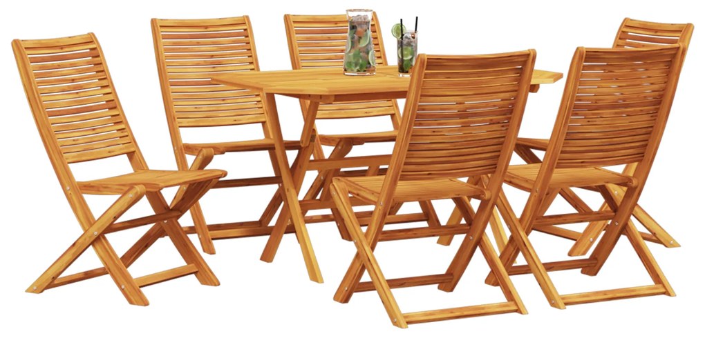 vidaXL Σέτ φαγητού για κήπο 7 pcs Καφέ Μασίφ ξύλο ακακίας