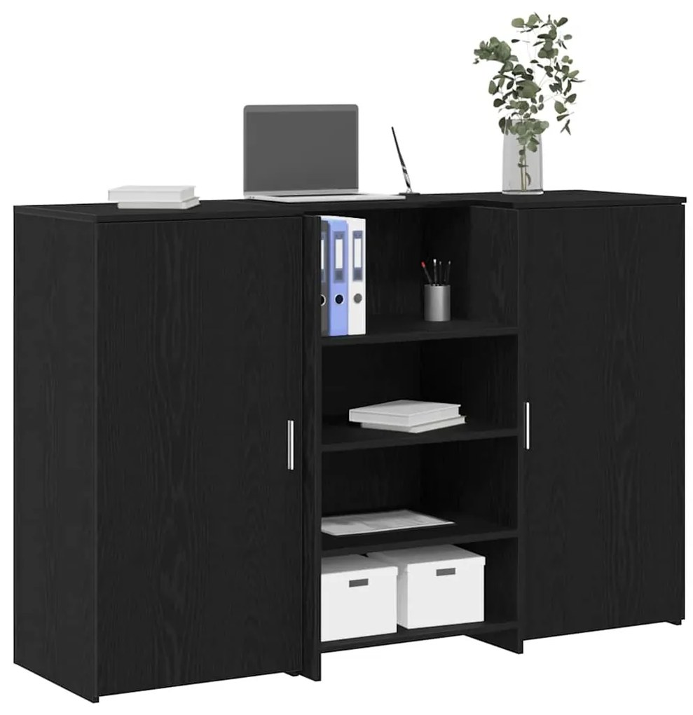 vidaXL Γραφείο υποδοχής Μαύρο Δρυς 155x50x103,5 εκ. Επεξεργασμένο Ξύλο