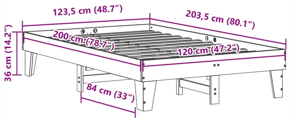 ΣΚΕΛΕΤΟΣ ΚΡΕΒΑΤΙΟΥ ΧΩΡΙΣ ΣΤΡΩΜΑ 120X200 ΕΚ ΜΑΣΙΦ ΞΥΛΟ ΠΕΥΚΟΥ 855358