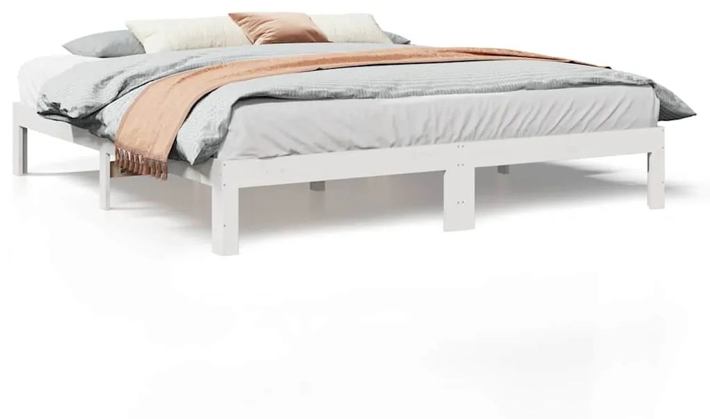vidaXL Σκελετός Κρεβ. Χωρίς Στρώμα Λευκό 160x200 εκ Μασίφ Πεύκο