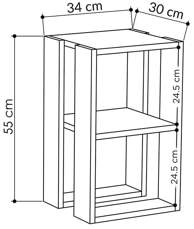 Κομοδίνο Passion oak 34x30x55εκ 34x30x55 εκ.