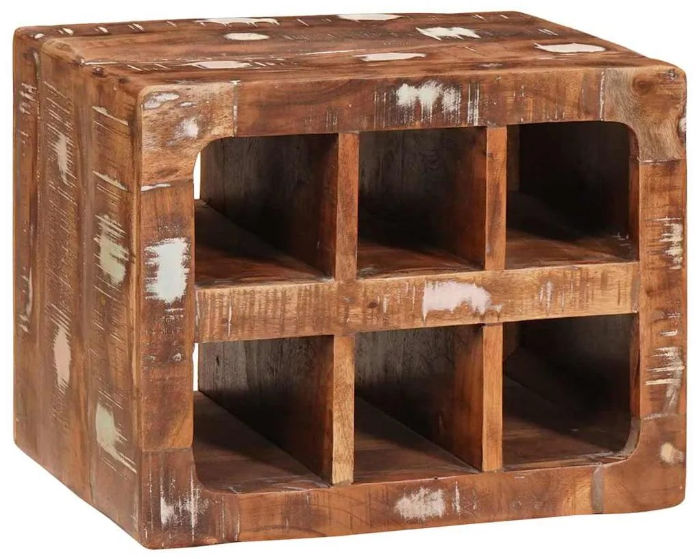 vidaXL Ράφι Κρασιού Καφέ 44 x 30 x 35 εκ. Στερεό Ανακτηθέν Ξύλο