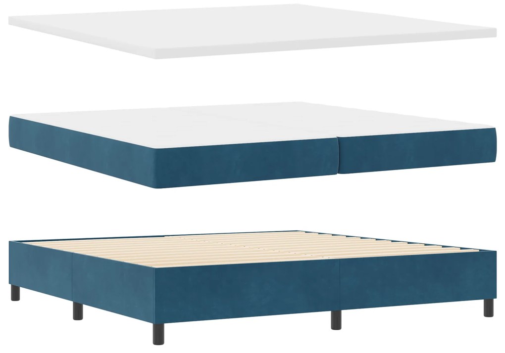 vidaXL Κρεβάτι με ελατήρια με κεφαλάρι Μπλε 200 x 200 cm Βελούδο
