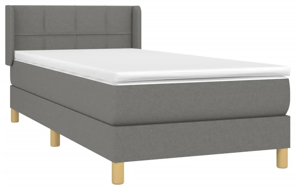 Κρεβάτι Boxspring με Στρώμα Σκούρο Γκρι 100x200 εκ. Υφασμάτινο - Γκρι