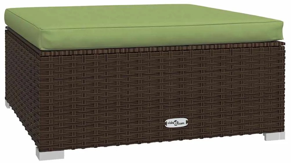 vidaXL Υποπόδιο Κήπου Καφέ 70x70x30 εκ. Συνθετικό Ρατάν με Μαξιλάρι