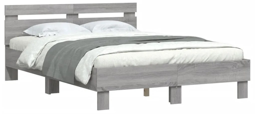 vidaXL Πλαίσιο Κρεβατιού με Κεφαλάρι Γκρι Sonoma 120x200εκ. Επεξ. Ξύλο