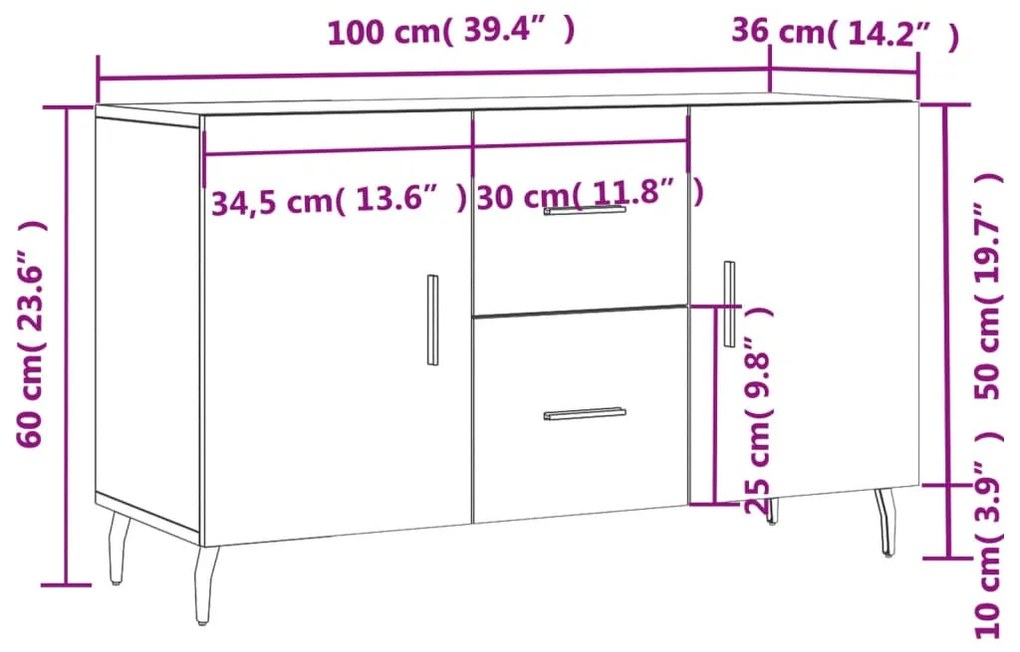 Ντουλάπι Λευκό 100 x 36 x60 εκ. Επεξεργασμένο Ξύλο - Λευκό