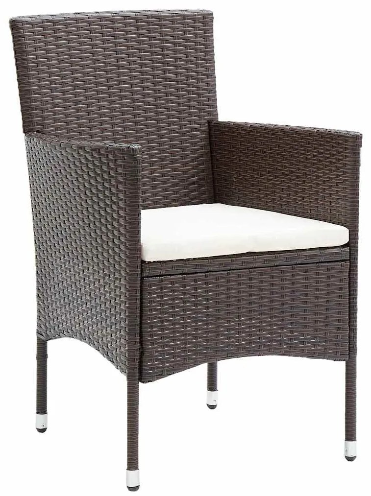 vidaXL Σέτ φαγητού για κήπο με μαξιλάρι 5 pcs Καφέ Πολυ ράταν