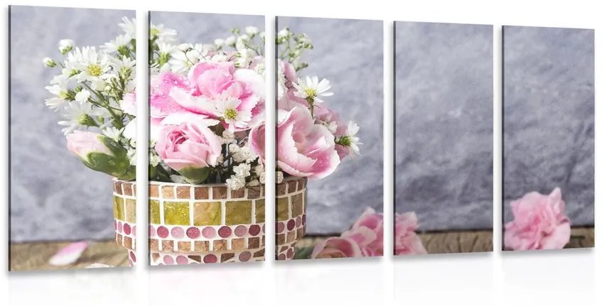 5 μέρη εικόνα λουλούδια γαρύφαλλο σε γλάστρα με μωσαϊκό - 100x50