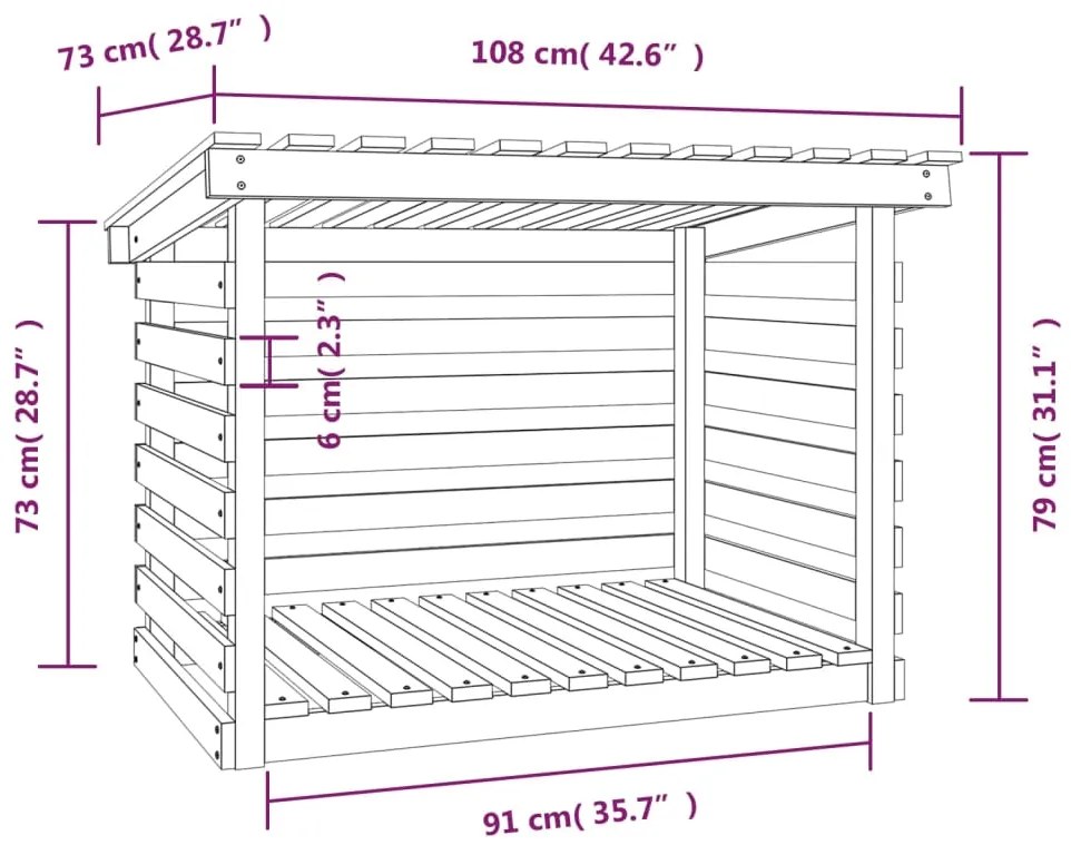 Ραφιέρα Καυσόξυλων 108 x 73 x 79 εκ. από Μασίφ Ξύλο Πεύκου