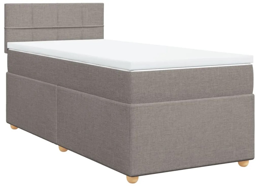 vidaXL Κρεβάτι Boxspring με Στρώμα Taupe 90x190 εκ.Υφασμάτινο