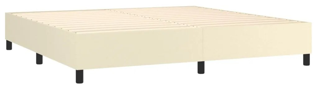 vidaXL Κρεβάτι Boxspring με Στρώμα Κρεμ 200x200 εκ. Συνθετικό Δέρμα