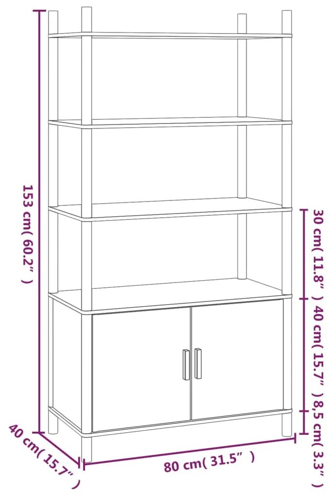 vidaXL Ντουλάπι Μαύρο 80 x 40 x 153 εκ. από Επεξεργασμένο Ξύλο