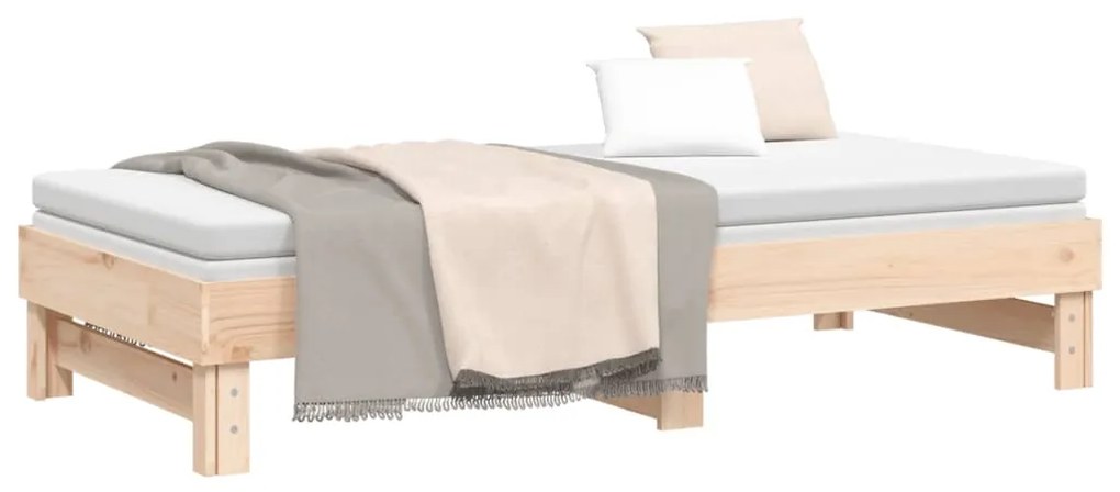 vidaXL Καναπές Κρεβάτι Συρόμενος 2x(90x190) εκ. Μασίφ Ξύλο Πεύκου
