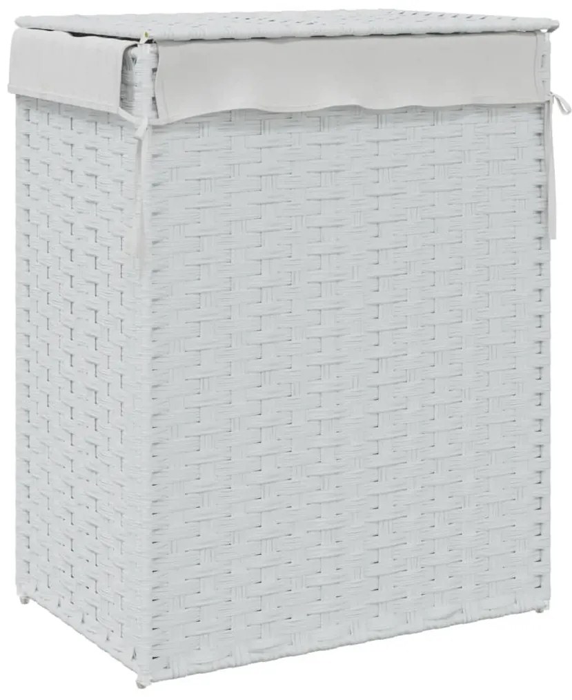 vidaXL Καλάθι Πλυντηρίου με Καπάκι Λευκό 46x33x60 εκ. Συνθετικό Ρατάν