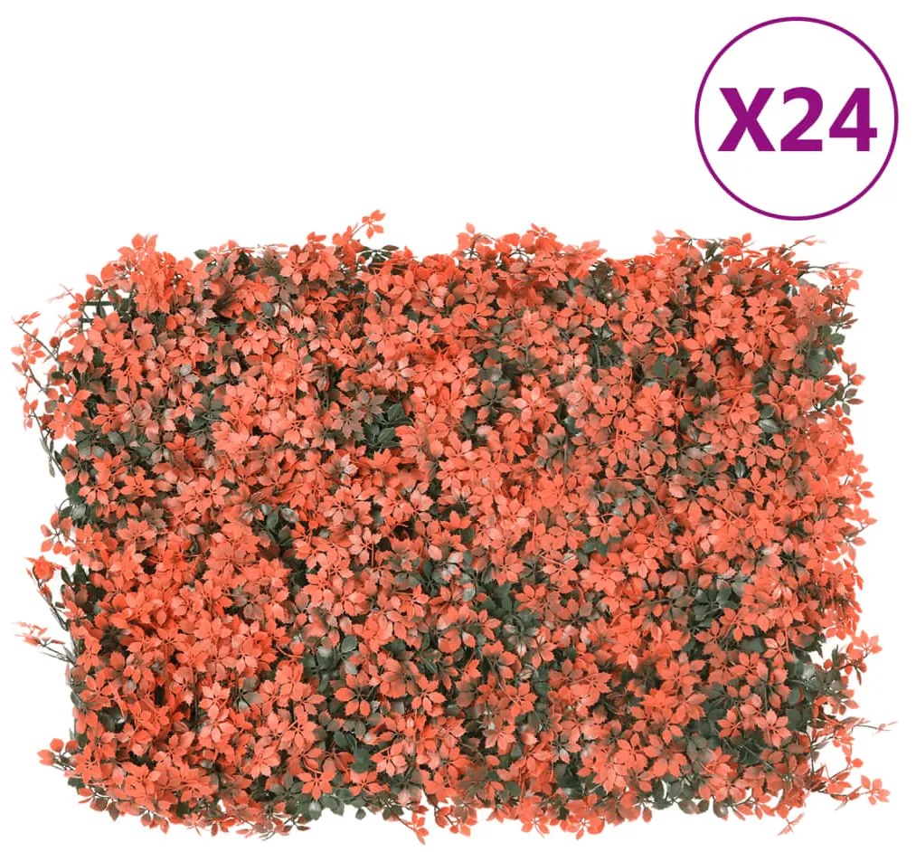  vidaXL Φράχτης 24 τεμ. Αν. Κόκκινο 40x60 εκ. Τεχνητά Φύλλα Σφενδάμου
