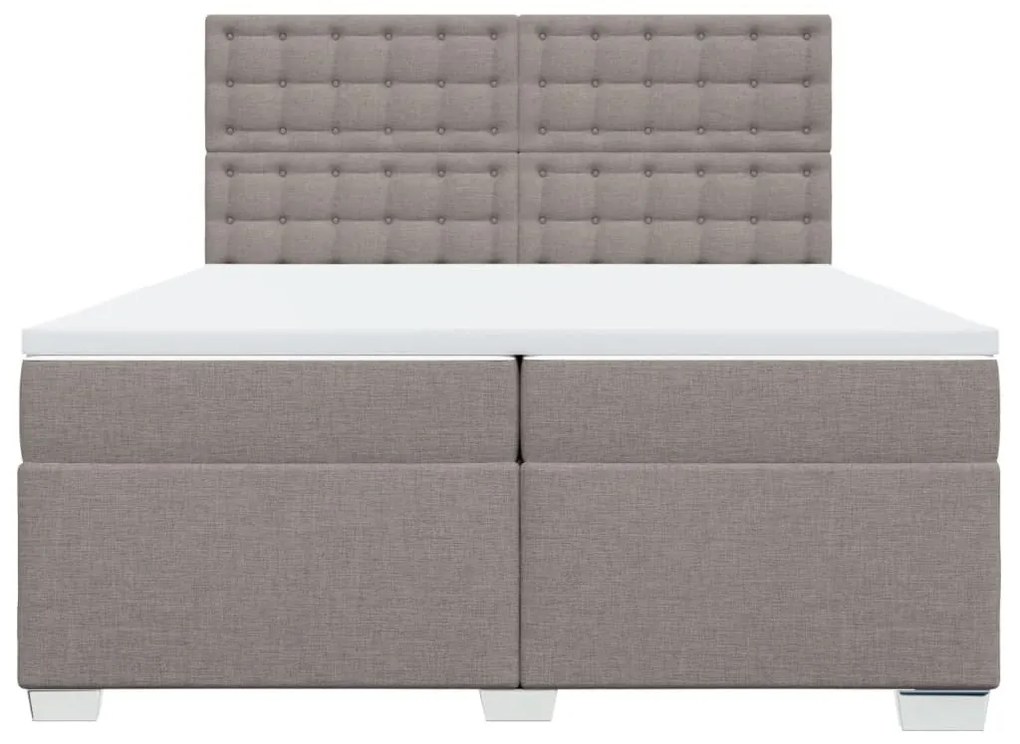 Κρεβάτι Boxspring με Στρώμα Taupe 200x200 εκ. Υφασμάτινο - Μπεζ-Γκρι