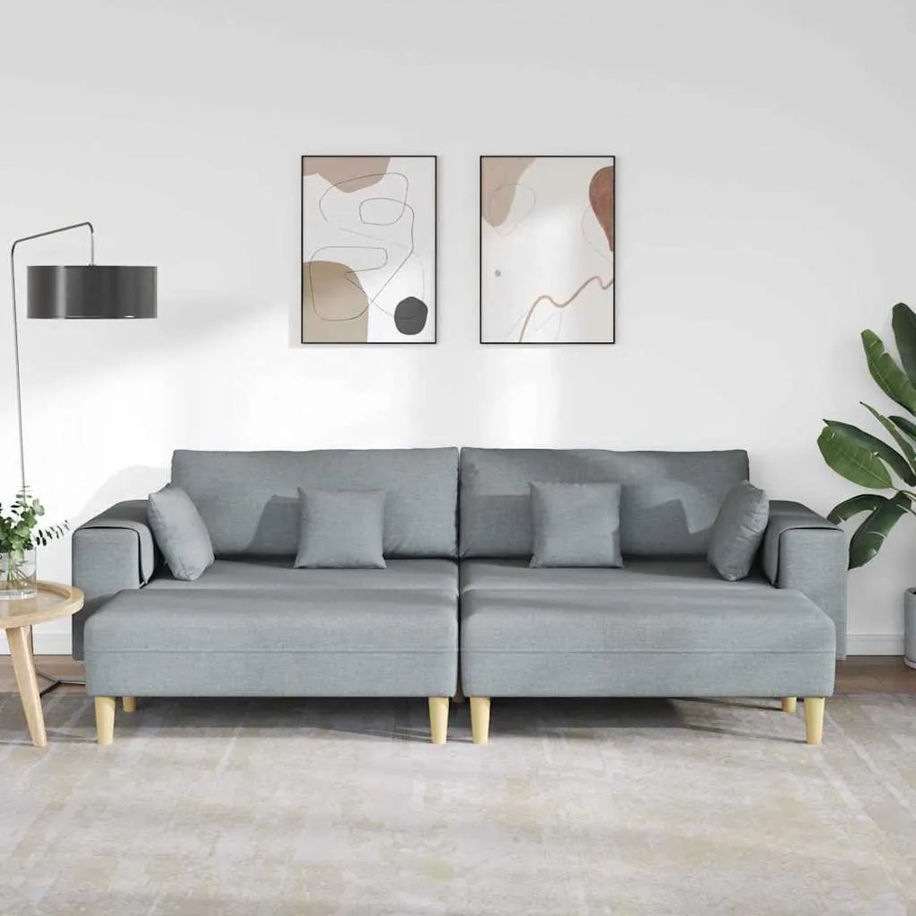vidaXL Υφασμάτινος καναπές με μαξιλάρι 3 pcs Ανοιχτό γκρι 208 εκ. ύφασμα