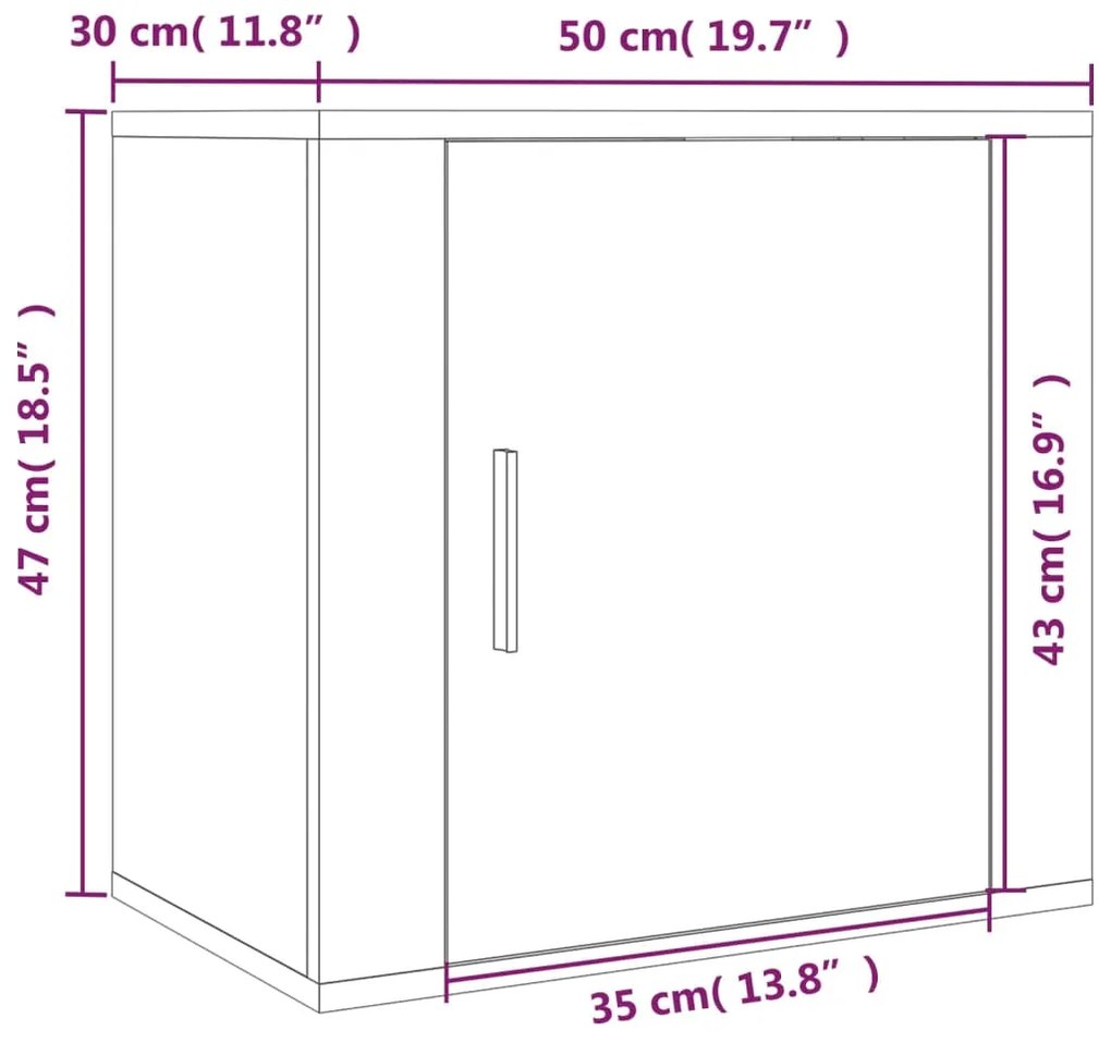 Κομοδίνα Επιτοίχια 2 τεμ. Καφέ Δρυς 50x30x47 εκ. - Καφέ