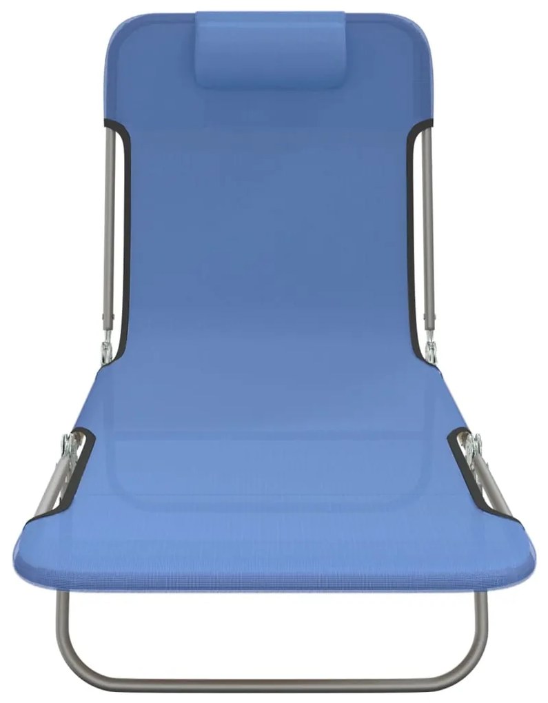 vidaXL Ξαπλώστρες Πτυσσόμενες 2 τεμ. Μπλε από Textilene &amp; Ατσάλι