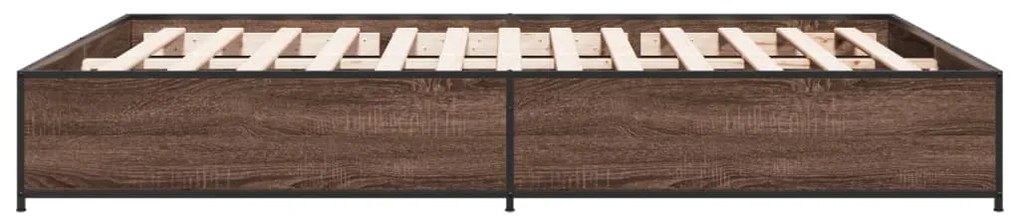 vidaXL Πλαίσιο Κρεβατιού Καφέ Δρυς 150x200 εκ. Επεξ. Ξύλο &amp; Μέταλλο