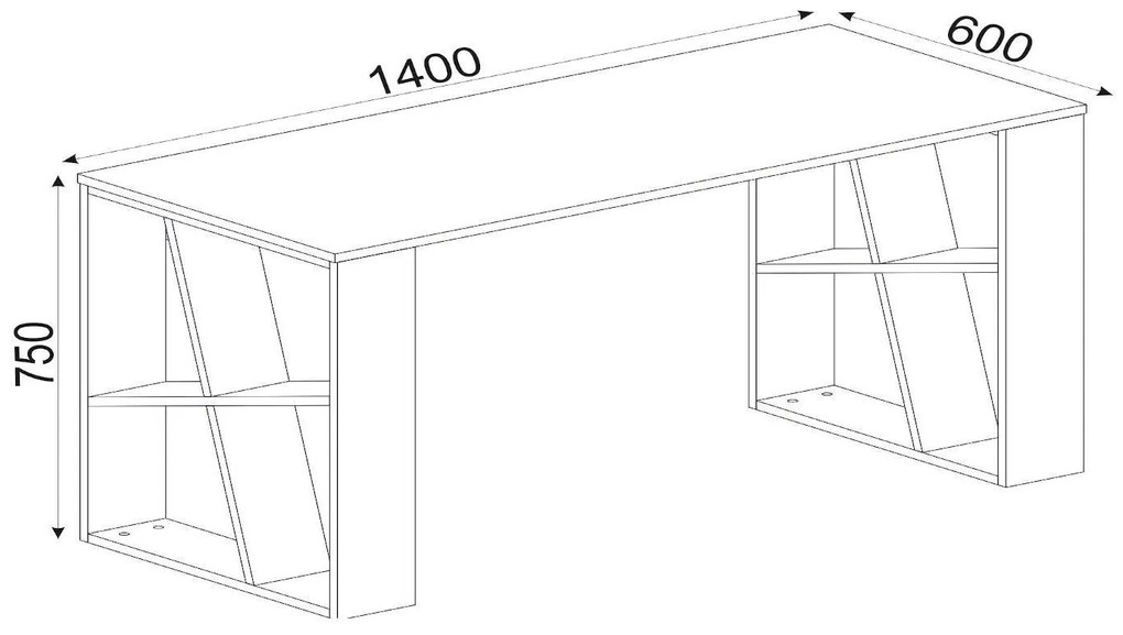 Γραφείο Simi Μαύρο/Λευκή Επιφάνεια 140x60x74cm - 14410071 - 14410071