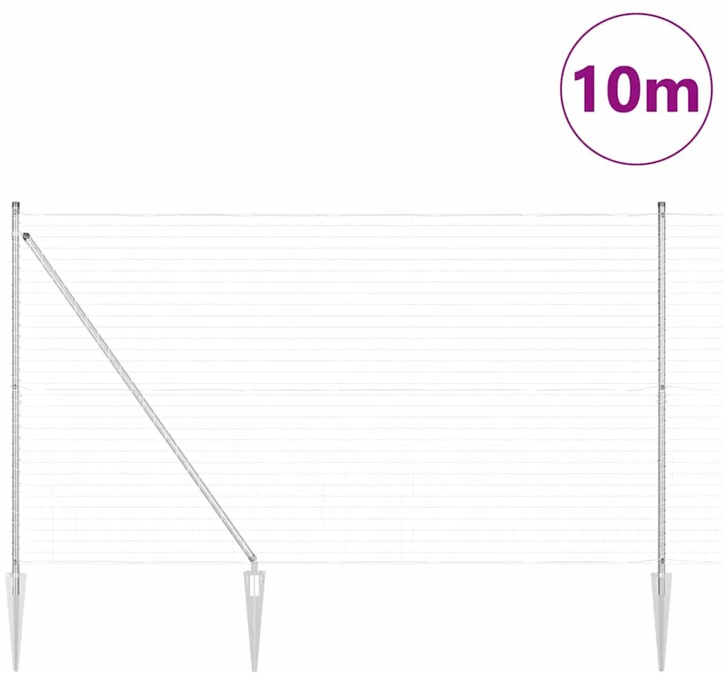 vidaXL Φράχτης με Στήλες. Ασημί 1.6 x 10 m Ατσάλι