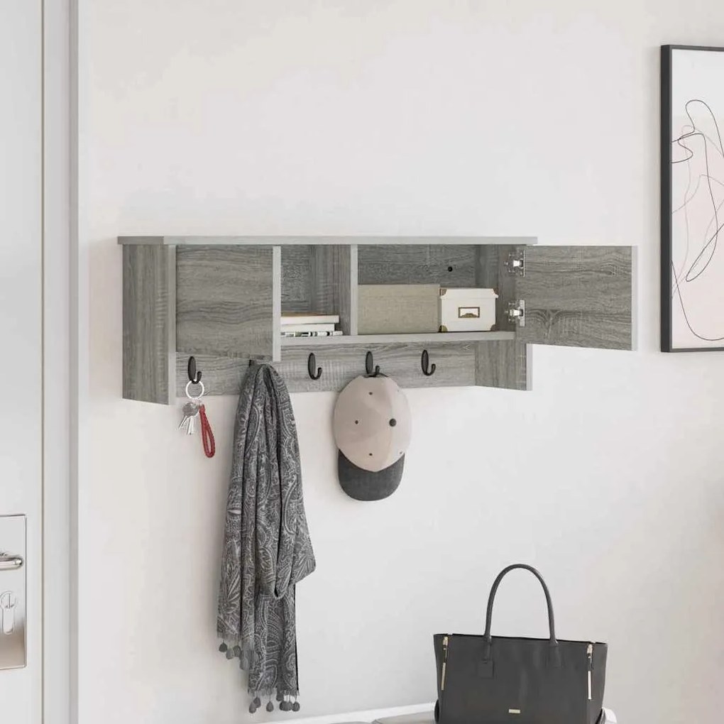 vidaXL Τοίχου Κρεμάστρα Γκρι sonoma 80 x 20 x 30 cm Επεξεργασμένο ξύλο