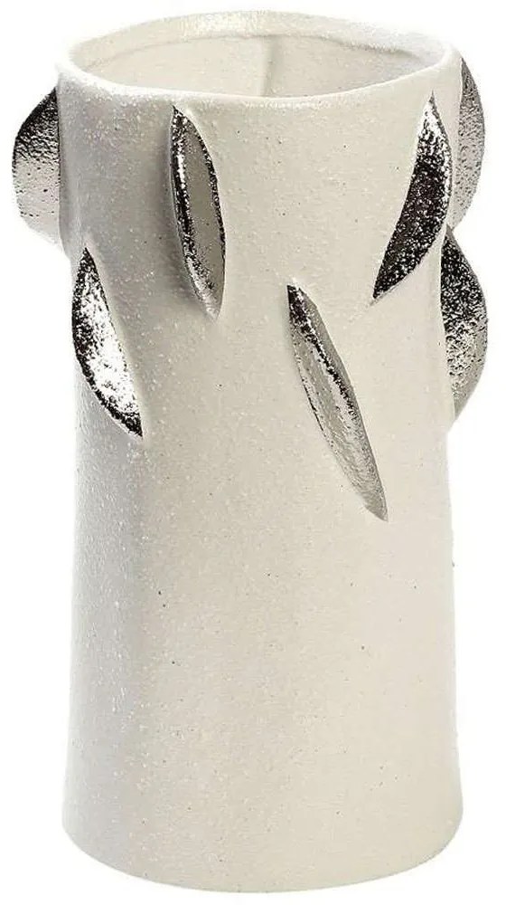 Βάζο Κεραμικό Φύλλα NIX105 16,8x16,8x28cm White-Silver Espiel Κεραμικό