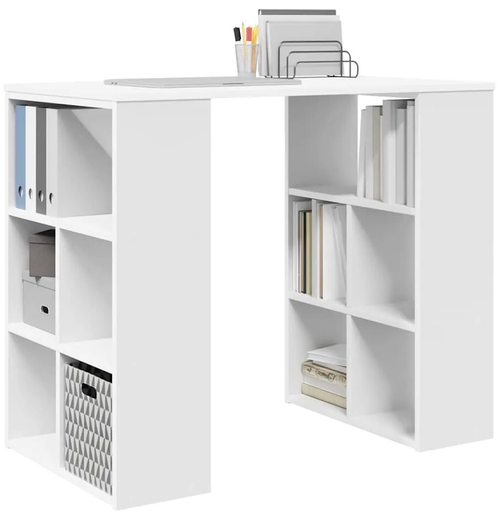 vidaXL Γραφείο με ράφι Λευκό 90 x 50 x 75 εκ. Επεξεργασμένο ξύλο