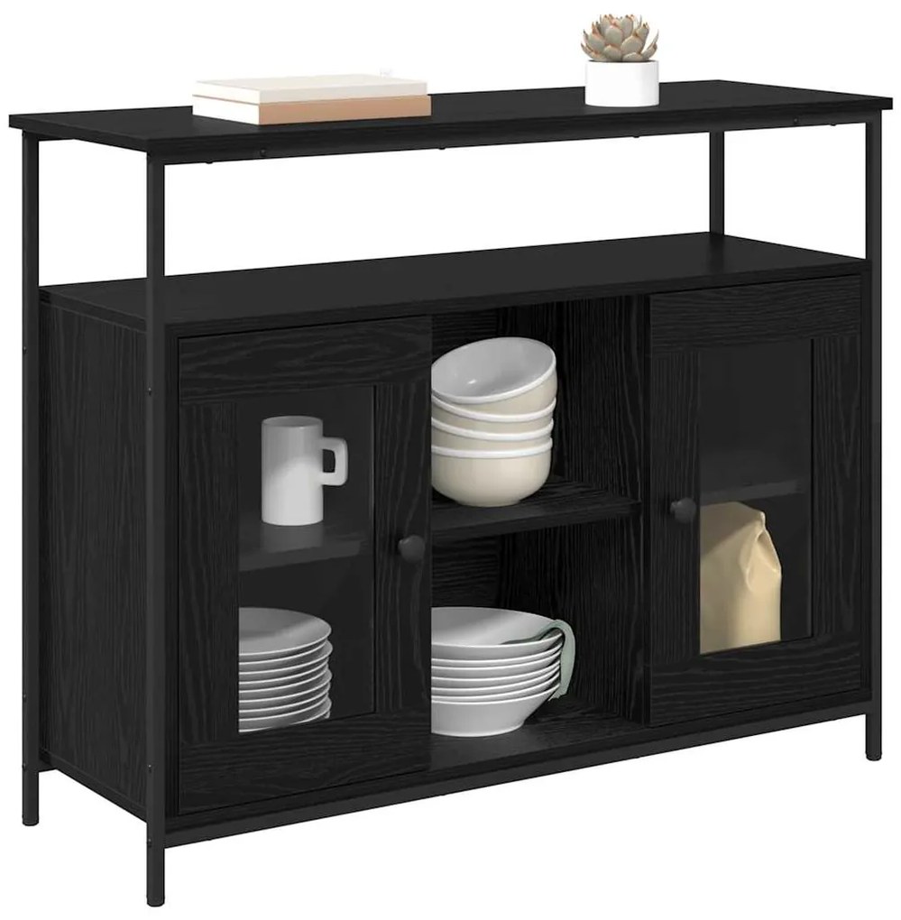 vidaXL Πλαϊνό γραφείο Μαύρη Οξυά 100 x 35 x 80 εκ. Επεξεργασμένο ξύλο