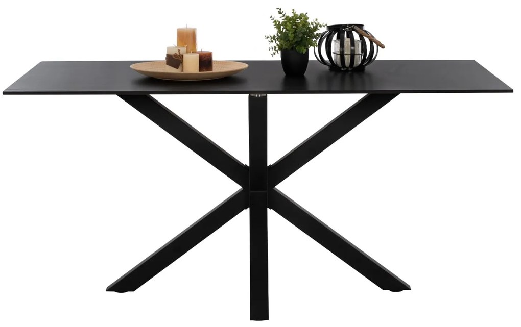 ΤΡΑΠΕΖΙ ΤΡΑΠΕΖΑΡΙΑΣ SYNTEC SINTERED STONE ΜΑΥΡΟ ΜΕΤΑΛΛΙΚΑ ΠΟΔΙΑ 160x90x75Y εκ.