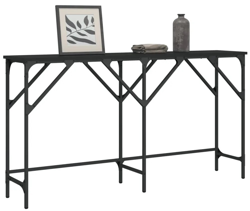 Τραπέζι Κονσόλα Μαύρο 140 x 29 x 75 εκ. από Επεξεργασμένο Ξύλο - Μαύρο