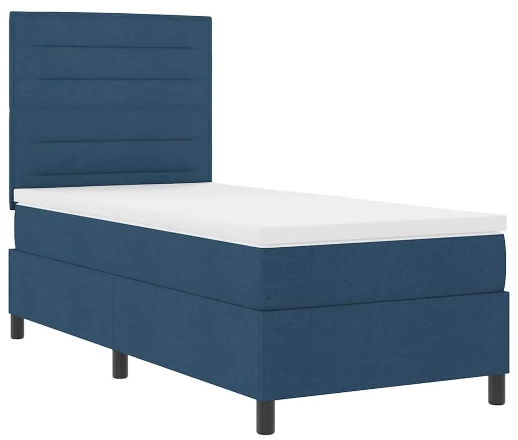 vidaXL Κρεβάτι με ελατήρια με στρώμα Μπλε 100 x 200 cm ύφασμα