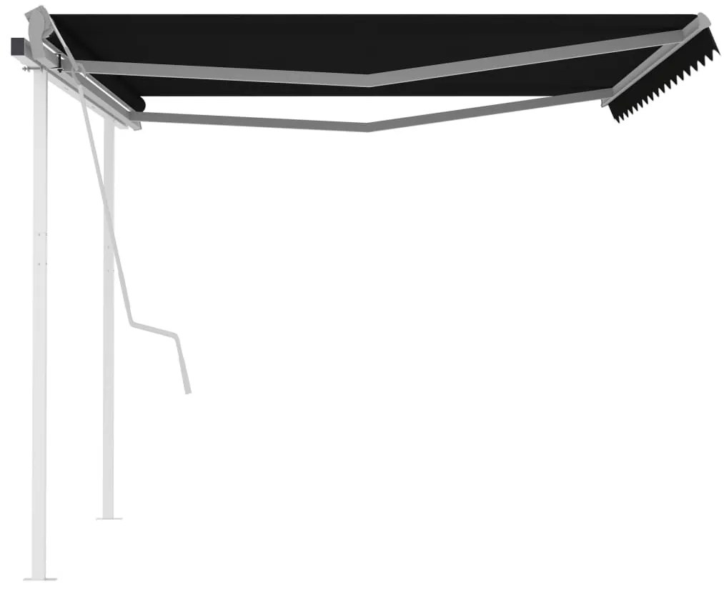 vidaXL Τέντα Συρόμενη Χειροκίνητη με Στύλους Ανθρακί 4 x 3,5 μ.