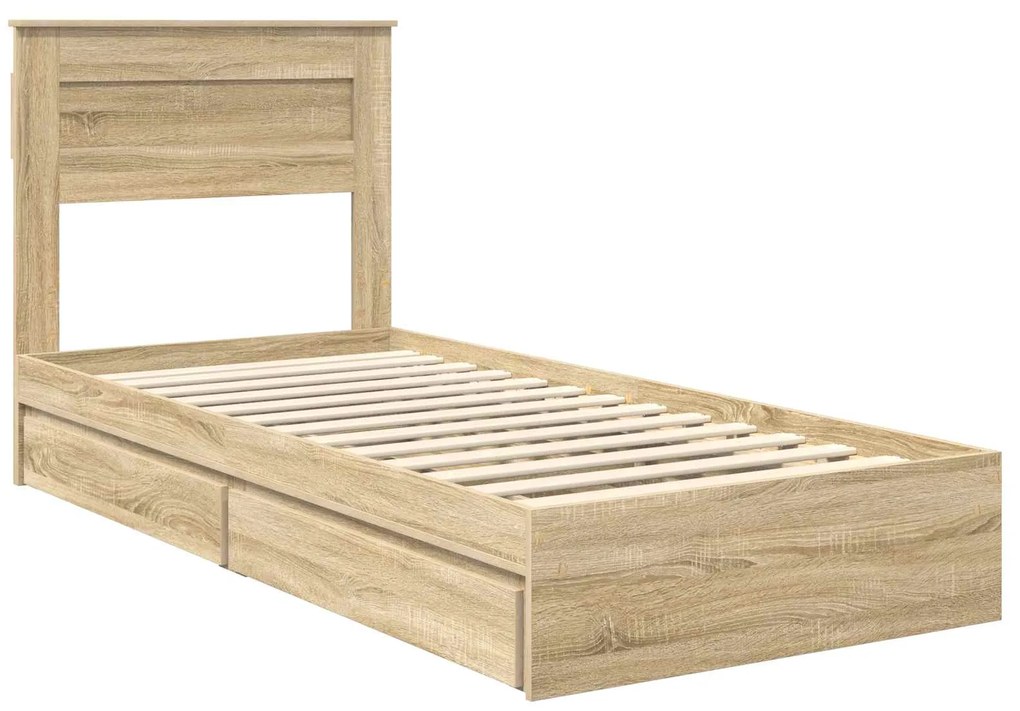 vidaXL Κρεβάτι Αποθήκης Δρύς Sonoma 100 x 200 cm Επεξεργασμένο ξύλο