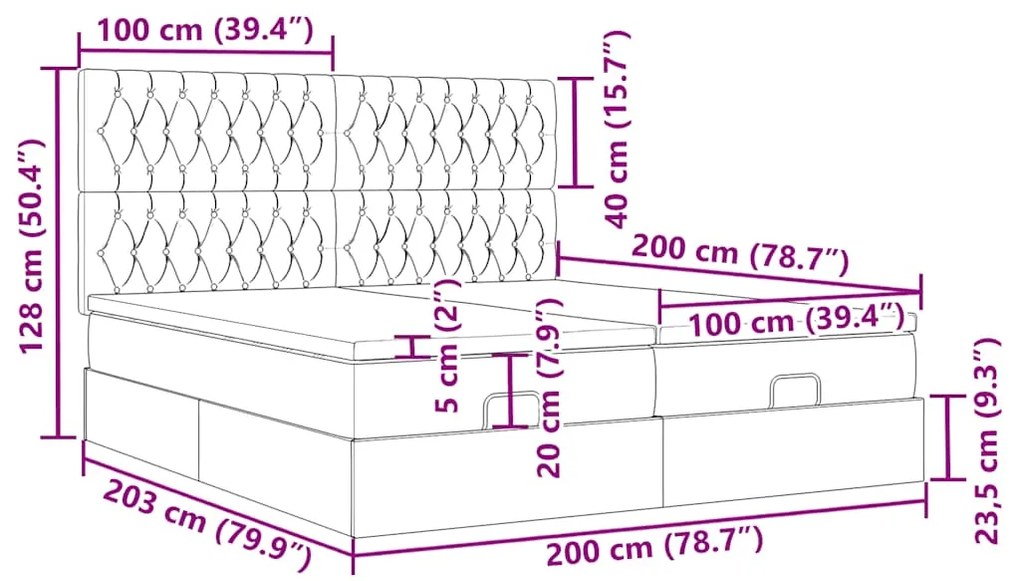 Οθωμανικό κρεβάτι με στρώματα μπλε 200x200cm ύφασμα - Μπλε