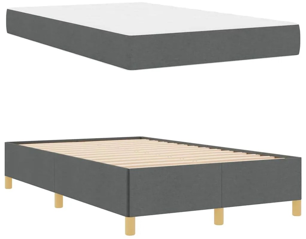 vidaXL Σκελετός Κρεβατιού με στρώμα Σκούρο Γκρι 120 x 190 cm ύφασμα