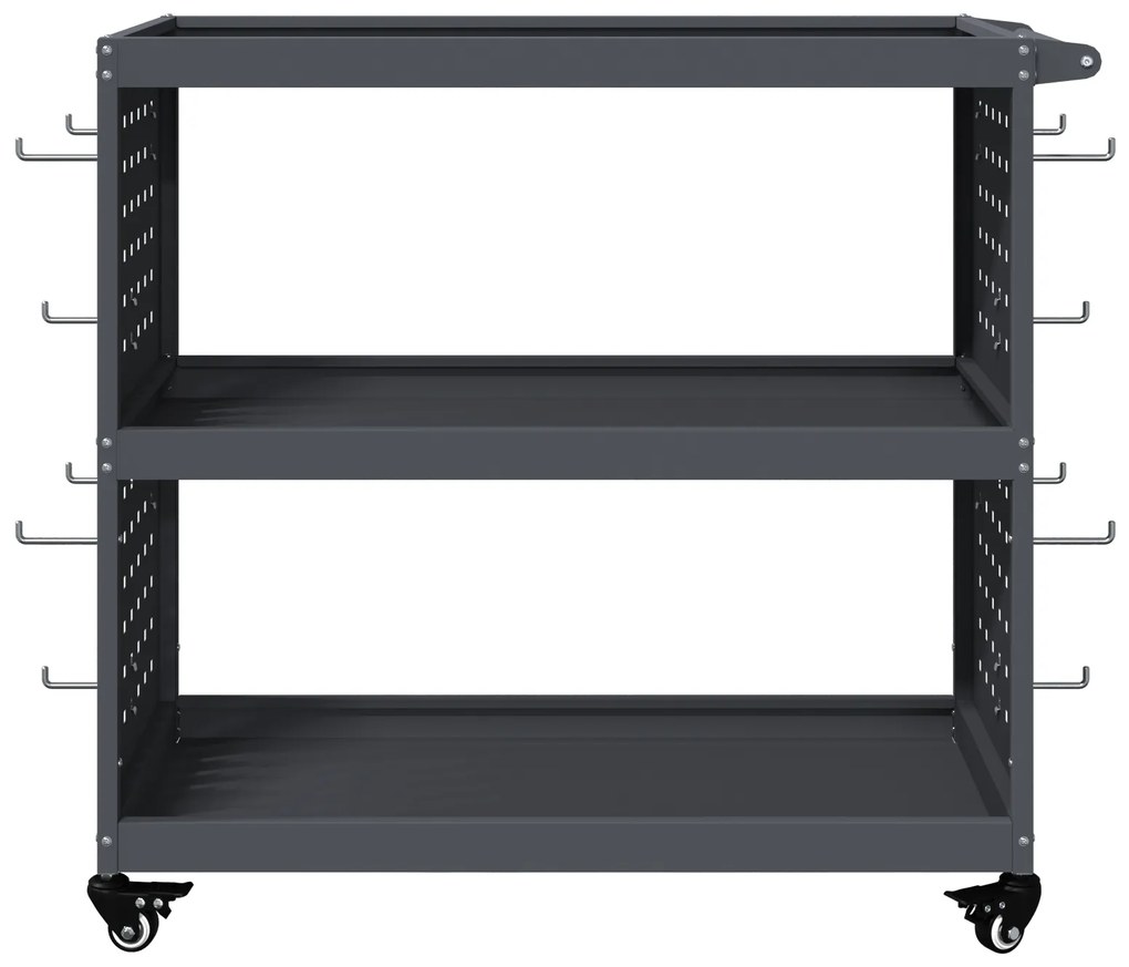 vidaXL Καρότσι εργαλείων με ράφι Ανθρακί 75 x 35 x 73 εκ. Κρύα χάλυβας