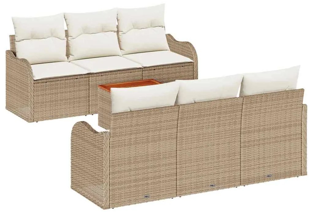 vidaXL Σετ Καναπέ Κήπου με μαξιλάρι 7 pcs Μπεζ συνθετικό ρατάν