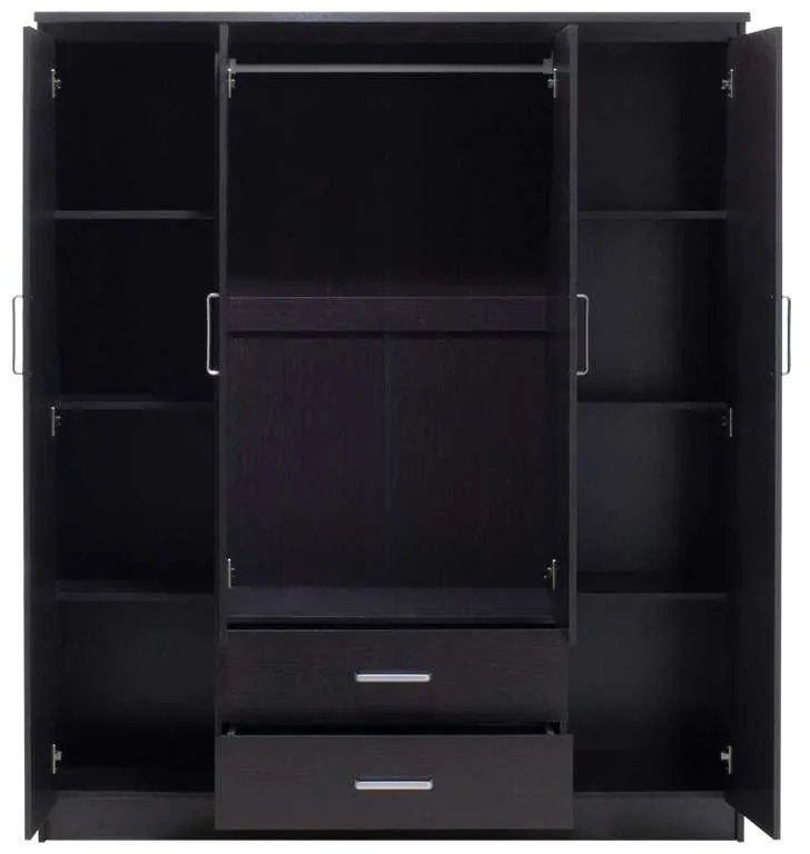 Ντουλάπα ρούχων τετράφυλλη OLYMPUS pakoworld χρώμα wenge 159x57x183εκ