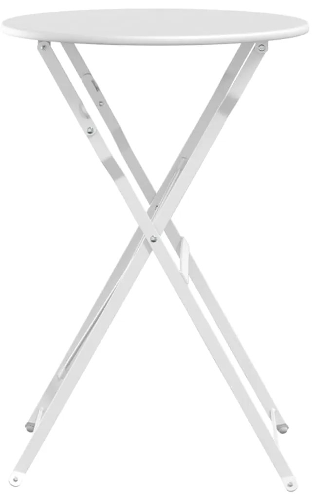 vidaXL Τραπέζι Bistro Λευκό Ø 50 x 71 εκ. Ατσάλι με Πούδρα