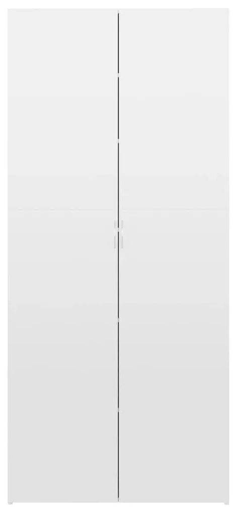 Παπουτσοθήκη Γυαλιστερό Λευκό 80x35,5x180 εκ. από Μοριοσανίδα - Λευκό