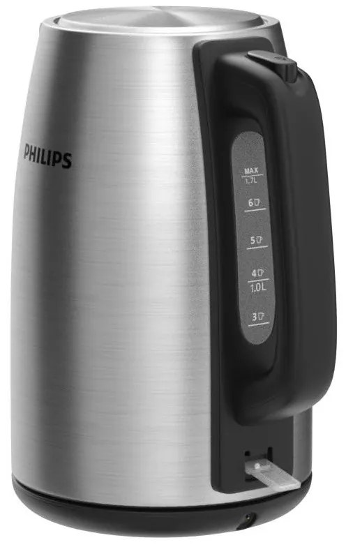 Ηλεκτρικός βραστήρας Philips Viva Collection HD9351/90, 2200W, 1.7l, Μέταλλο, Αυτόματος τερματισμός λειτουργίας, Προστασία κατά της υπερθέρμανσης, Γκρι/Μαύρο