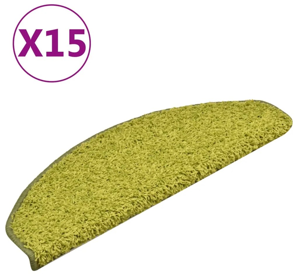 vidaXL Πατάκια Σκαλοπάτια 15 τεμ. Πράσινα Ημίστρογγυλά Μεγάλα 65x21x4 εκ.