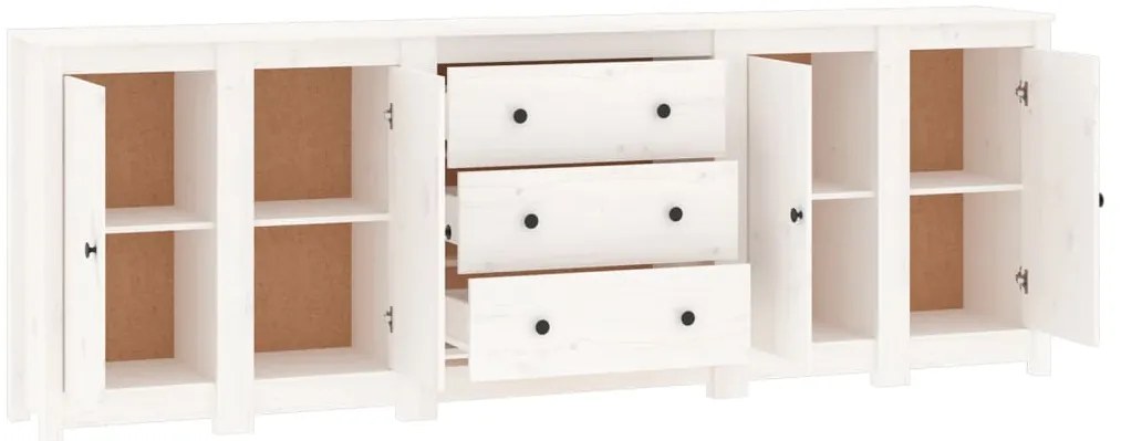 vidaXL Συρταριέρα Λευκή 230x35x80 εκ. από Μασίφ Ξύλο Πεύκου