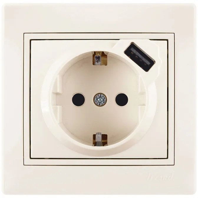 Lezard Πρίζα Σούκο + USB (σε αναμονή) Κρεμ Mira (Πλήρης) 701.0303181B