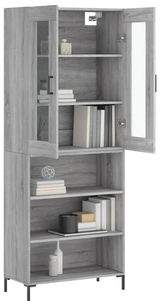 vidaXL Ντουλάπι Γκρι Sonoma 69,5 x 34 x 180 εκ. Επεξεργασμένο Ξύλο